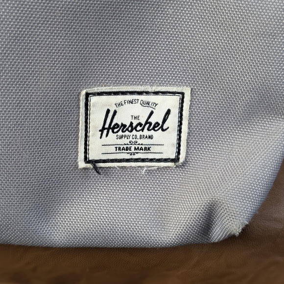 Herschel Supply Co Grey Backpack Brown Faux Leather Trim Classic School Bag - Picture 4 of 10